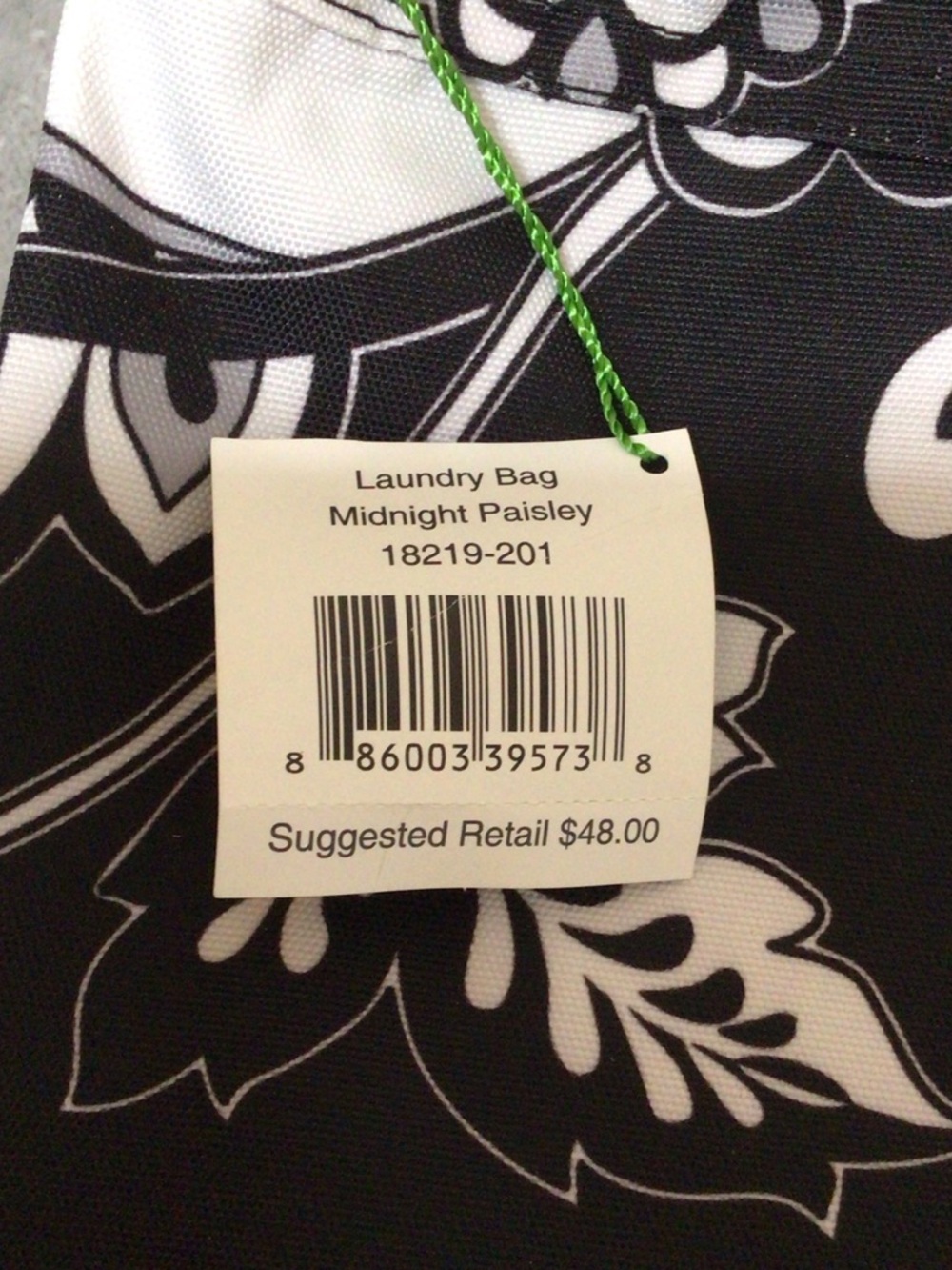 Vera Bradley Black & White Paisley Extra Large Laundry Bag with Shoulder Strap - Picture 7 of 7